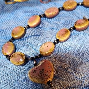 Artisan Heart Pendant Necklace Brown